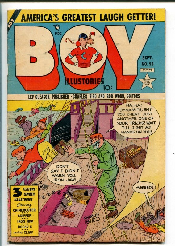BOY #93 1953-LEV GLEASON-IRON JAW-ROCKY X-SID CHECK-THE CLAW-CRIMEBUSTER-vg