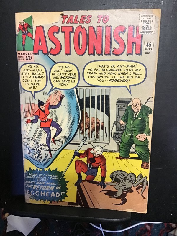 Tales to Astonish #45 (1963) low grade very early wasp, Ant-man, egghead! FR/GD