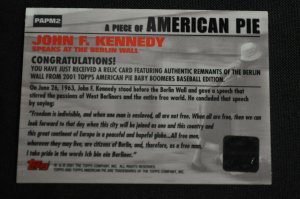 John Kennedy JFK Speaks at Berlin Wall Relic Trading Card - Topps (2001) ITB WH 
