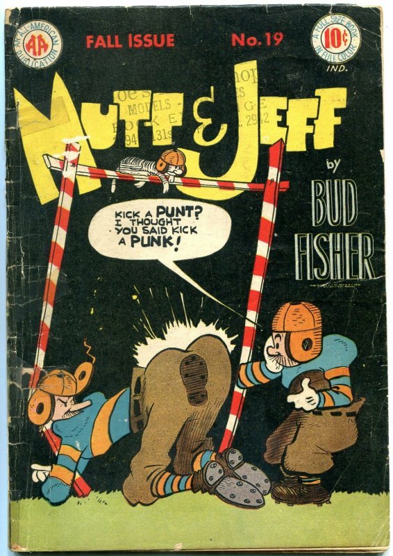 Mutt and Jeff #19 1945- Football cover- Punk Gag- Golden Age G/VG