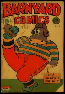 Barnyard Comics #3 1944- Football cover- Nedor Funny Animals- Gerber No Show G 