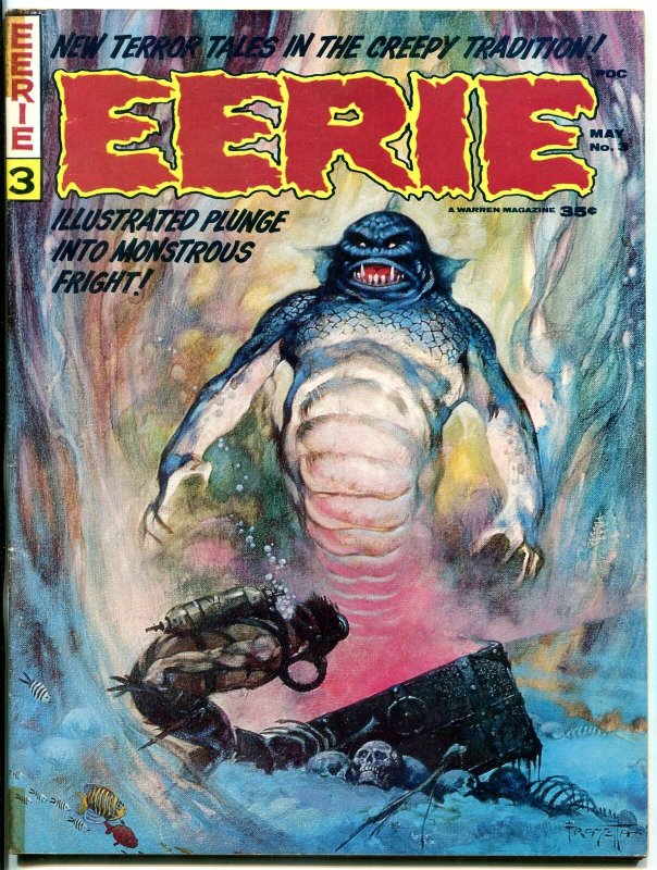 Eerie #3 1966- Frank Frazetta cover-Warren Horror Magazine VG/F