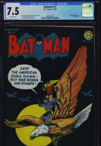 BATMAN #17 - CGC-7.5 - OW - Classic cover - Penguin - Golden Age