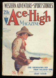 ACE-HIGH MAGAZINE 1st SEPT 1929-WESTERN & SPORTS PULP VG