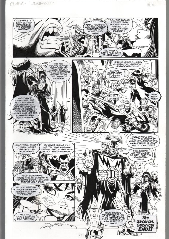 TOD SMITH--ELVIRA #165--JUMP IN---ORIGINAL ART PAGE 16-QUEEN 'B' PRODUC FN