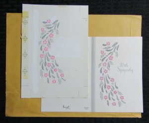 WITH SYMPATHY Pink Flowers 5.5x8 Greeting Card Art #S1270 w/ 2 Cards