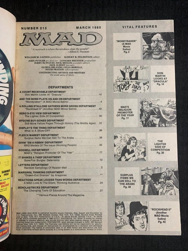 1980 MAD Magazine #213 FN+ 6.5 Alfred E Neuman / Jack Davis Cover