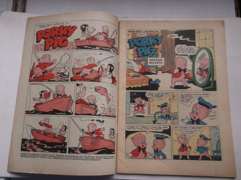 DELL (FOUR COLOR) PORKY PIG IN ROARING ROCKETS, W/BUGS BUNNY COVER, 1951, VG!