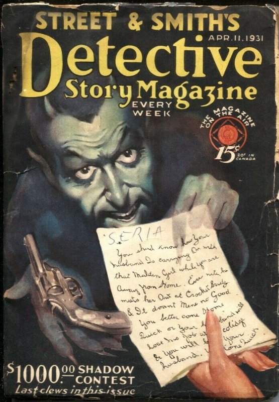 DETECTIVE STORY MAGAZINE-APR 19 1931-PULP CRIME----SHADOW CONTEST CLUES