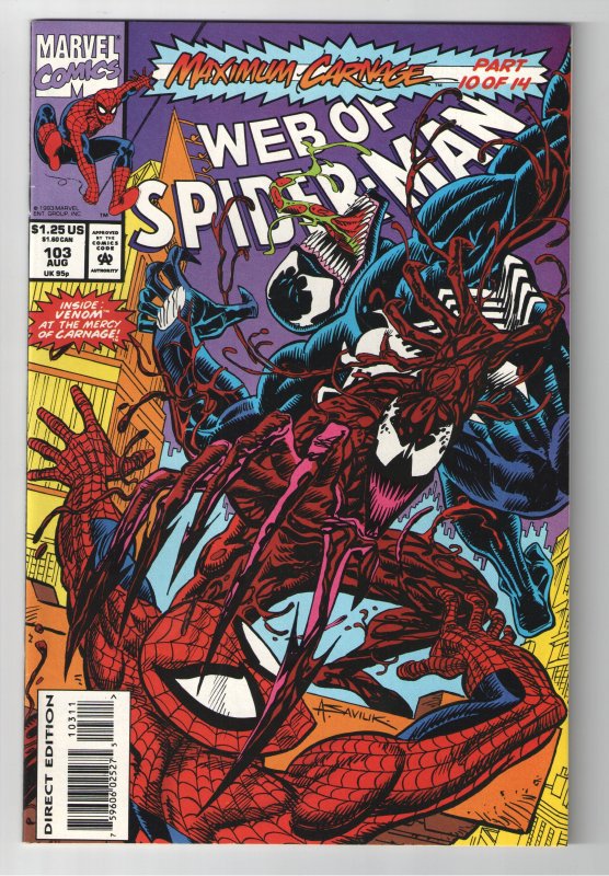 WEB OF SPIDERMAN 103 NM 9.4-9.8 MAXIMUM CARNAGE #10