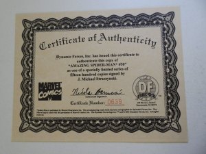 The Amazing Spider-Man #30 (2001) Signed W/ CoA! VF/NM Condition