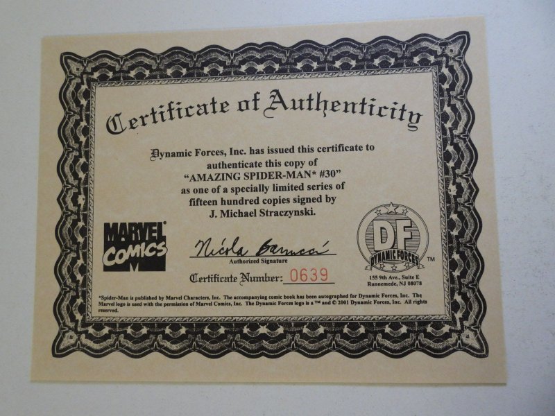 The Amazing Spider-Man #30 (2001) Signed W/ CoA! VF/NM Condition