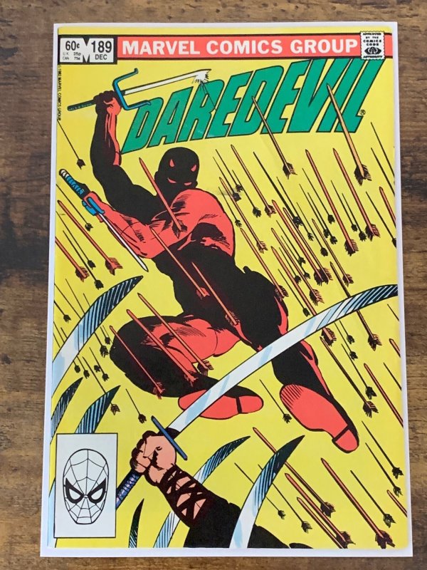 Daredevil #189 (1982). VF/NM. Death of Stick. Black Widow app. Miller-a.