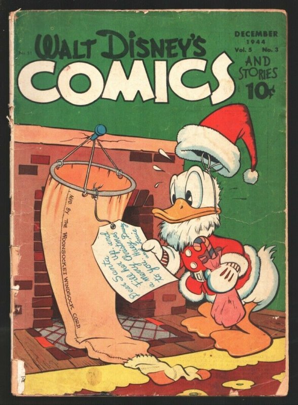 Walt Disney's Comic & Stories #510 1944-Dell-Christmas cover-Donald Duck-Carl...