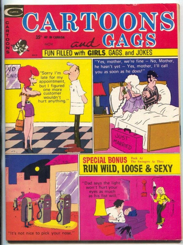 Cartoons and Gags 11/1973-Marvel-Pussycat comic strip-jokes-VF-