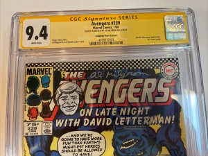 AVengers (1984) #239 (CGC 9.4 SS) Signed Sketch (David Letterman) Al Milgrom CPV