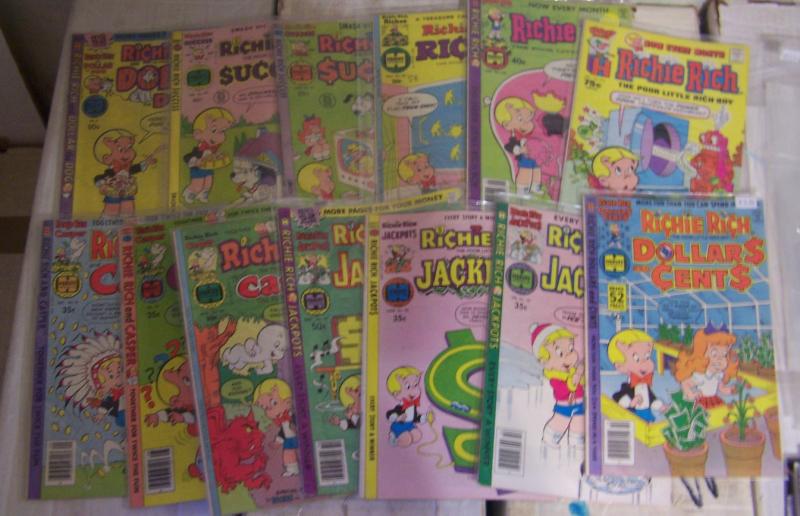 17 RICHIE RICH COMICS + POOR LITTLE RICH BOY +DOLLAR +SUCCESS +CASPER+ JACKPOT