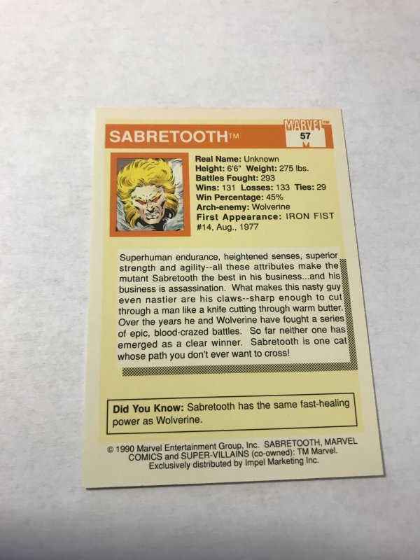 SABRETOOTH #57 : 1990 Marvel Universe Series 1 card, NM/M high grade, X-Men