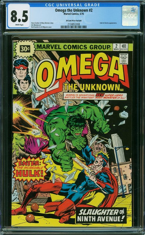 Omega the Unknown #2 (Marvel, 1976) CGC 8.5 - KEY 30 Cent Price Variant