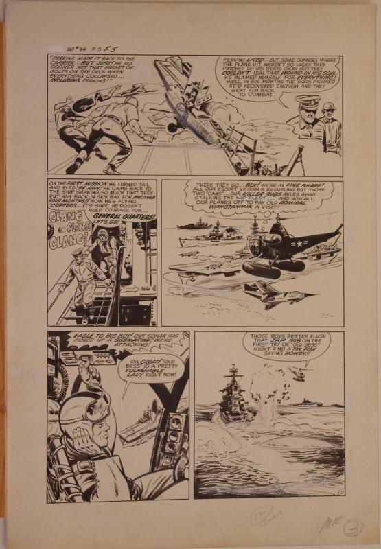 BOB POWELL original art, WARFRONT #34, pgs 1-5 + Intro, 1958, 6 pgs, Blue Angels