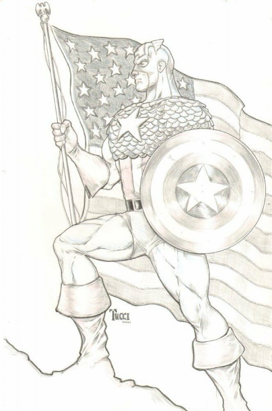 Captain America Original Art to Print - Signed art by Billy Tucci