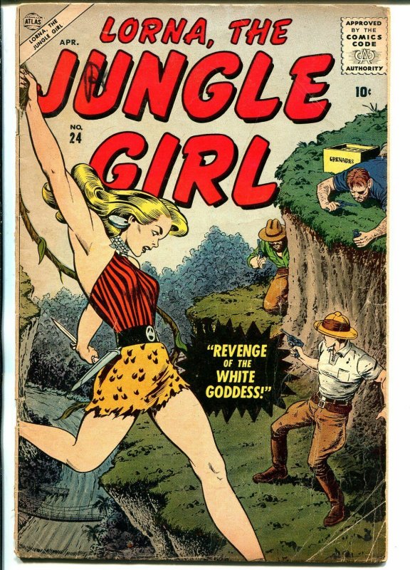 Lorna The Jungle Girl #24 1957-Atlas-nice cover pose-snakes-beasts-VG