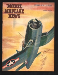 Model Airplane News 11/1943-Vought Corsair pulp cover-Aviation stories-facts-...