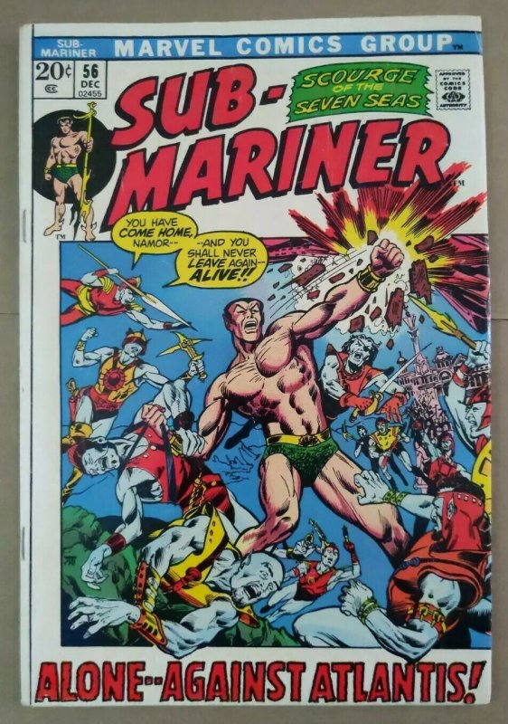 Sub-Mariner #56 - John Romita Alone Against Atlantis Namor Sea Monsters - 1972 