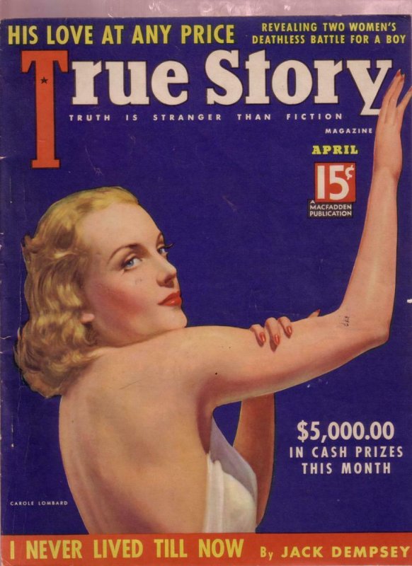 TRUE STORY PULP APR 1938- CAROLE LOMBARD-JACK DEMPSEY VF