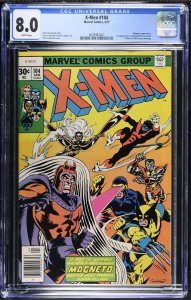 The X-Men #104 CGC 8.0 WHITE Pages 1st Starjammers (cameo) Marvel 1977 Bronze