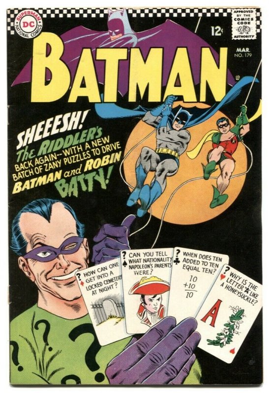 Batman #179 1966 Riddler cover-Comic Book DC VG+