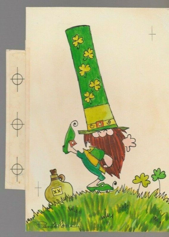 DANCING LEPRECHAUN WITH JUG 4.5x7 #7835 St Patrick's Day Greeting Card Art