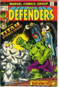 Defenders #12 1974-Marvel-Dr Strange-Hulk-Titan-last 20¢ issue-VF+