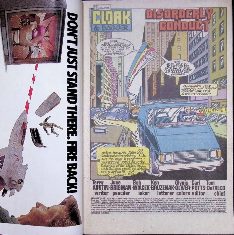 STRANGE TALES Comic 13 — Dr Strange and Cloak & Dagger — 1988 Marvel Universe VF