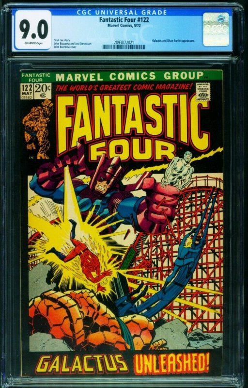 FANTASTIC FOUR #122 CGC 9.0 comic book-Silver Surfer 2093072021