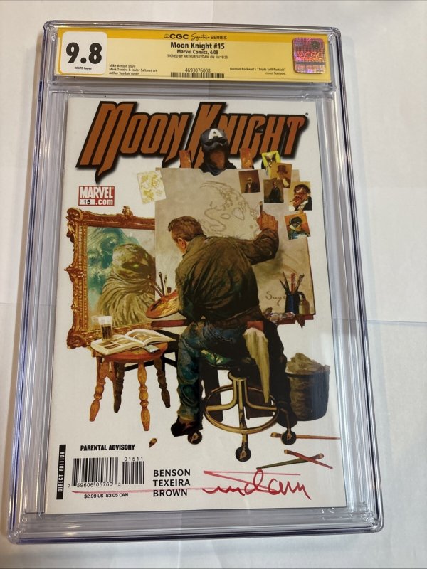 Moon Knight (2008) # 15 (CGC 9.8 SS) Signed Arthur Suydam • Marvel