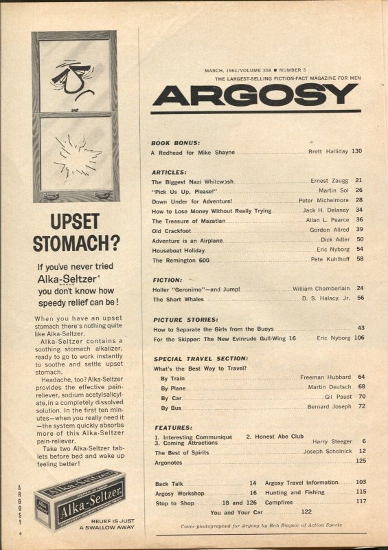 Argosy 3/1964-Popular Pubs-pulp fiction-Mike Shayne detective-cheesecake-VG 