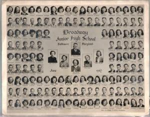 Broadway Junior High School-Baltimore MD Class Photo 6/1947-signed on back-VG