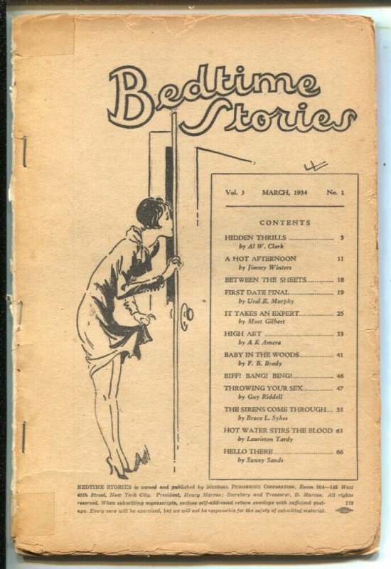 Bedtime Stories 3/1934-Nuregal-Spicy pulp stories-provocative illustrations-P...