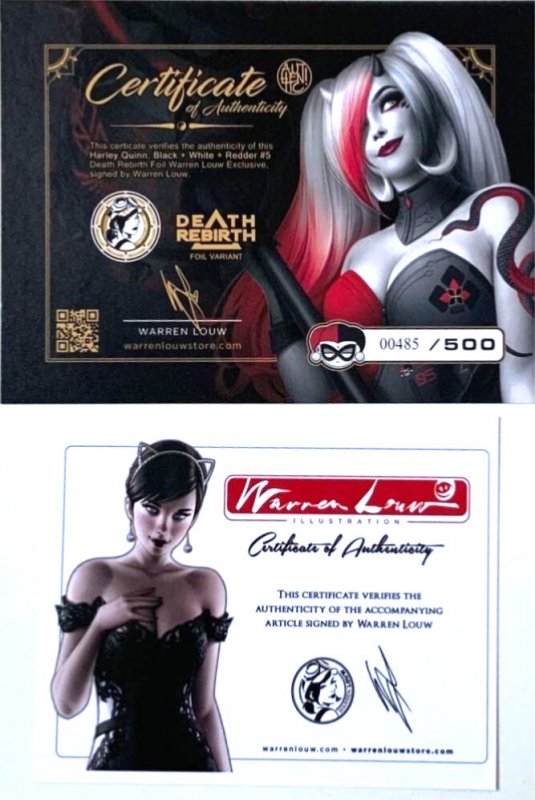 Harley Quinn: Black, White, Redder #5 Warren Louw Virgin Foil Variant SIGNED COA