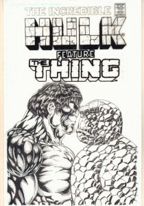 The Incredible Hulk feat The Thing Cover Recreation Commission art by Ron Wilson