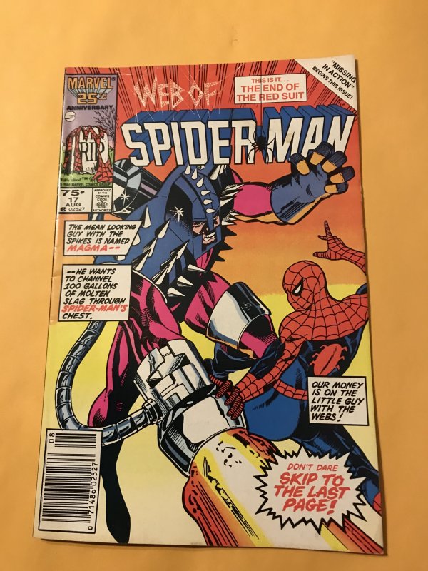 WEB OF SPIDER-MAN #17 : Marvel 8/86 Fn+; MAGMA, early Marc Silvestri art