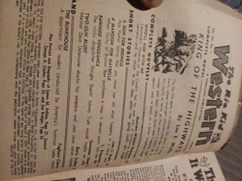 The Rio Kid Western Pulp August 1947 Magazine Painted Cover Postwar Era