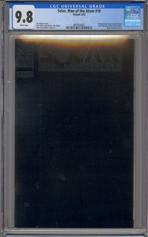 SOLAR MAN OF THE ATOM #10 CGC 9.8 BLACK EMBOSSED COVER 