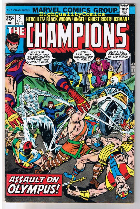 CHAMPIONS #3, VF+, Ghost Rider, Black Widow, Tuska, 1975, more GR in store