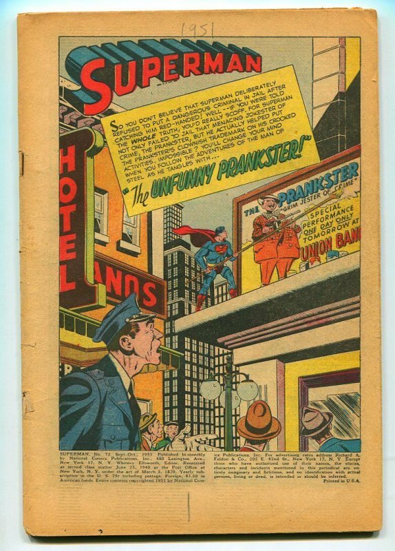 SUPERMAN #72 1951-DC-P/FR