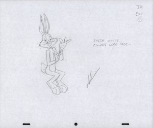 Bugs Bunny Animation Pencil Art - 3D-800-1 -...These White Gloves Were Made...