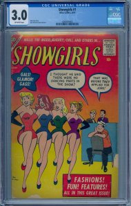 SHOWGIRLS #1 CGC 3.0 MILLIE THE MODEL SHERRY CHILI ATLAS COMICS