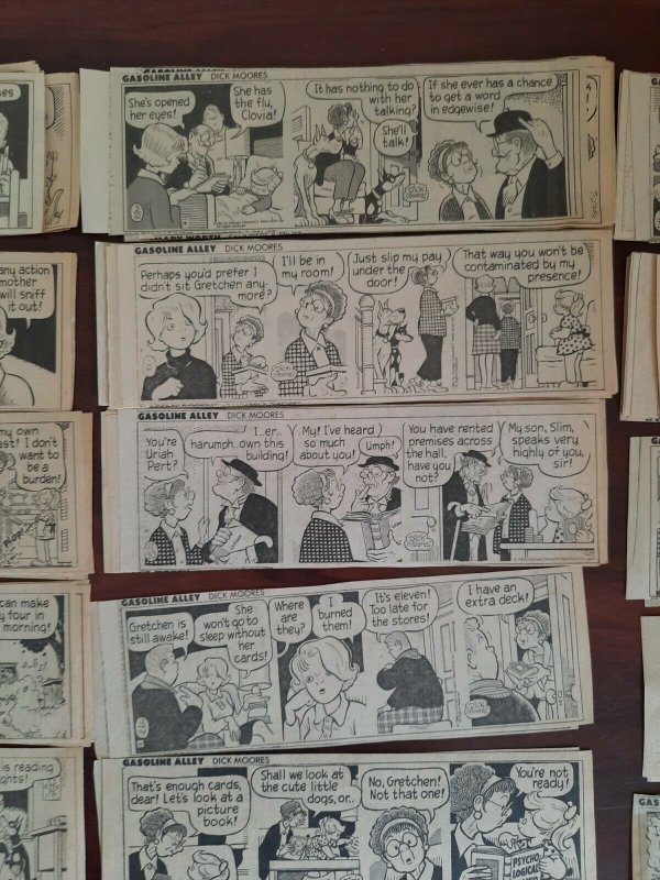 100X Gasoline Alley by Dick Moores 7 x 2.5 daily comic strips from 1980 1981 