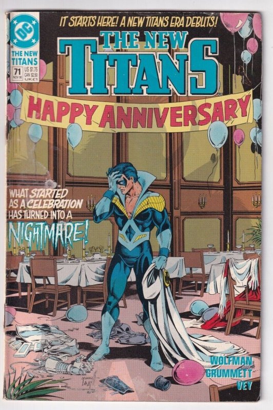 The New Titans #71 November 1990 DC Marv Wolfman Tom Grummett Al Vey 